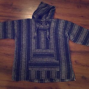 Blue and grey drug rug hoodie